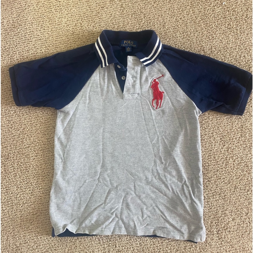 Polo, boys polo shirt, navy and grey,